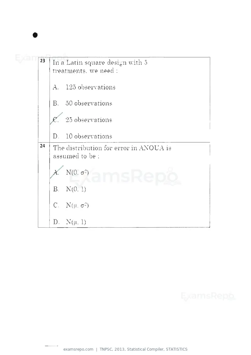 TNPSC 2013 question paper, Statistical Compiler, STATISTICS, page 12 of 103
