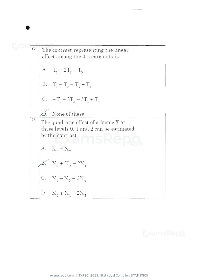 TNPSC 2013 question paper, Statistical Compiler, STATISTICS, page 13 of 103
