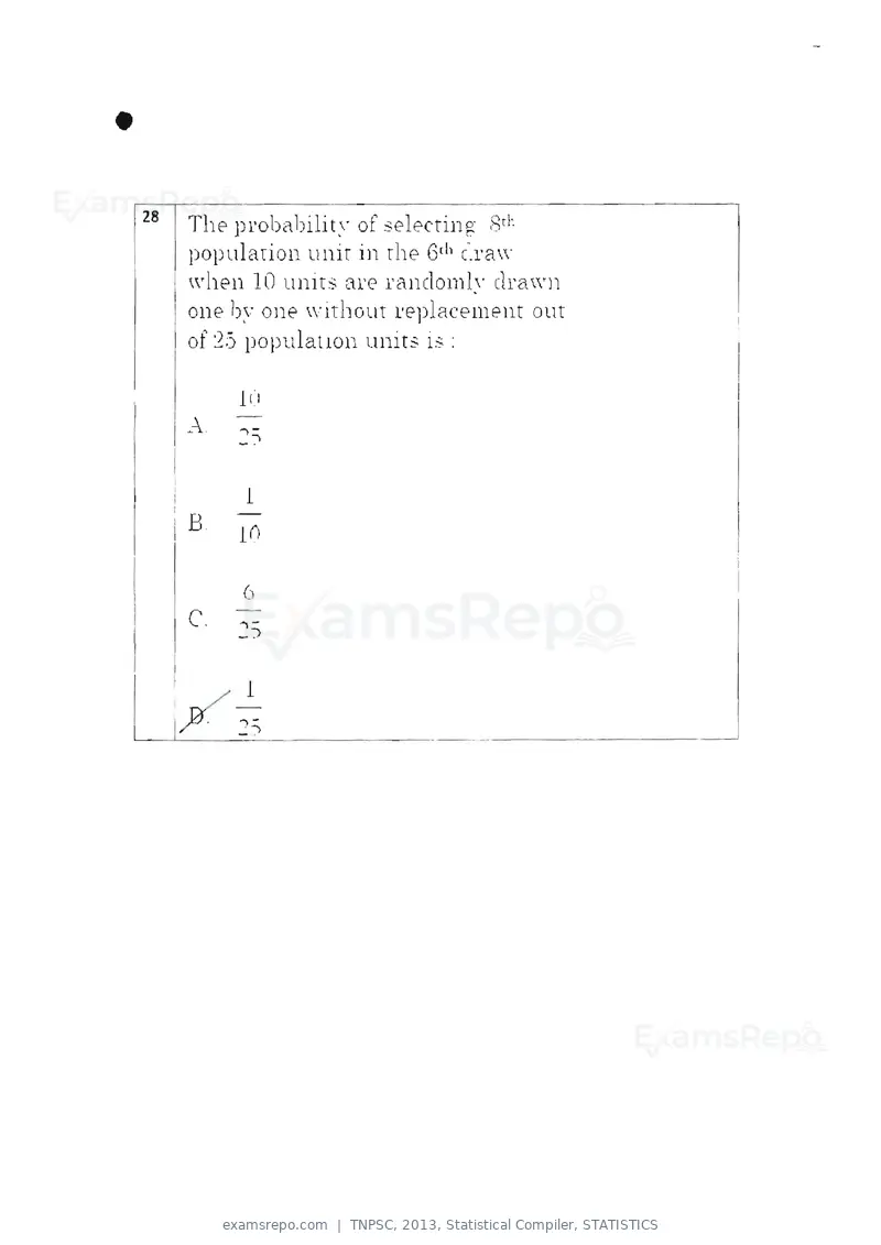 TNPSC 2013 question paper, Statistical Compiler, STATISTICS, page 15 of 103