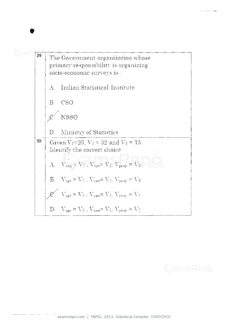TNPSC 2013 question paper, Statistical Compiler, STATISTICS, page 16 of 103