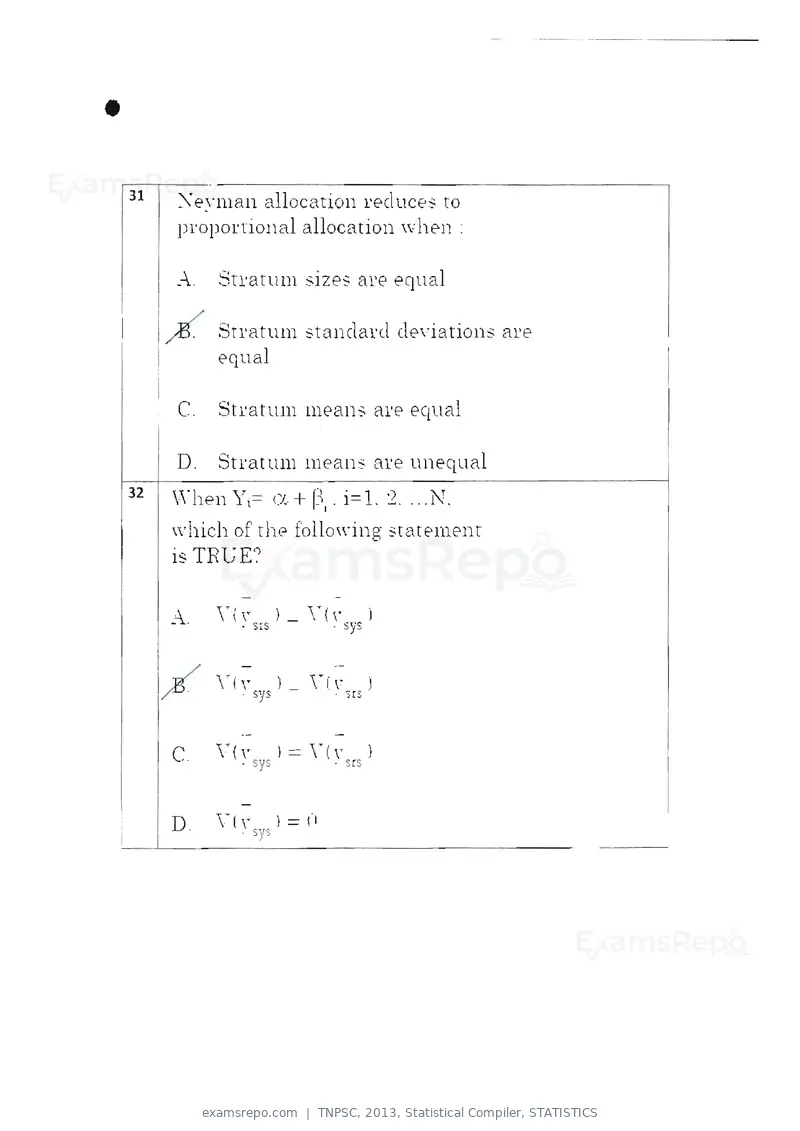 TNPSC 2013 question paper, Statistical Compiler, STATISTICS, page 17 of 103