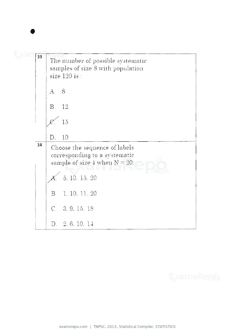 TNPSC 2013 question paper, Statistical Compiler, STATISTICS, page 18 of 103
