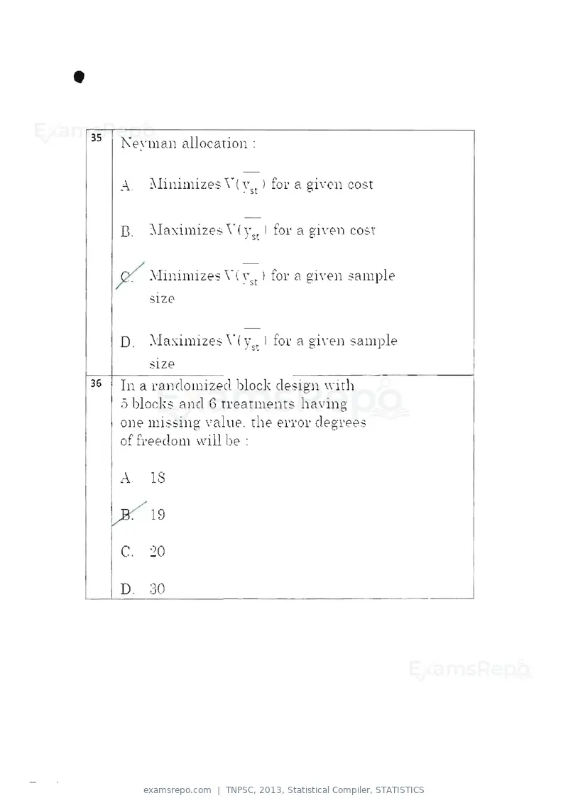 TNPSC 2013 question paper, Statistical Compiler, STATISTICS, page 19 of 103