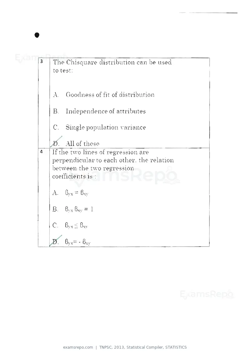 TNPSC 2013 question paper, Statistical Compiler, STATISTICS, page 2 of 103