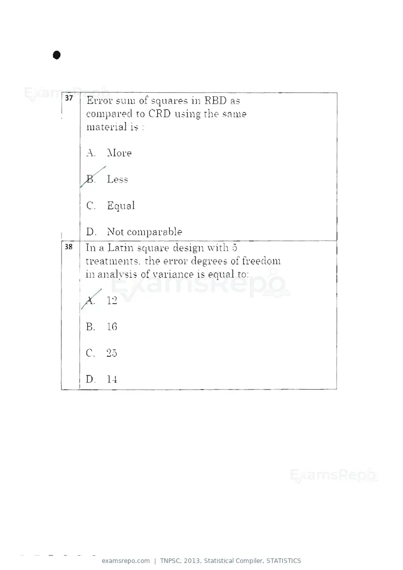 TNPSC 2013 question paper, Statistical Compiler, STATISTICS, page 20 of 103