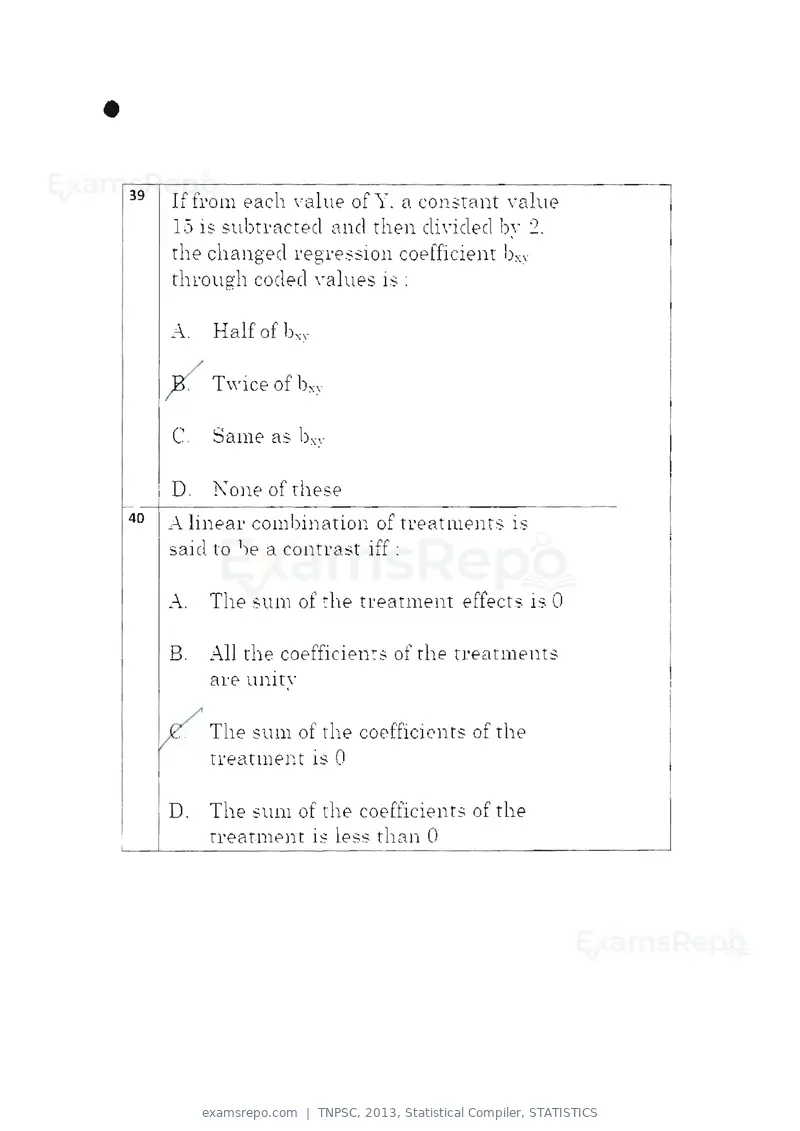 TNPSC 2013 question paper, Statistical Compiler, STATISTICS, page 21 of 103