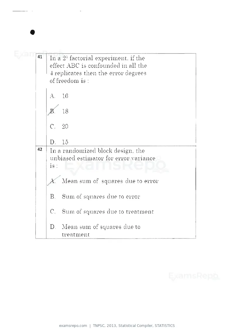 TNPSC 2013 question paper, Statistical Compiler, STATISTICS, page 22 of 103