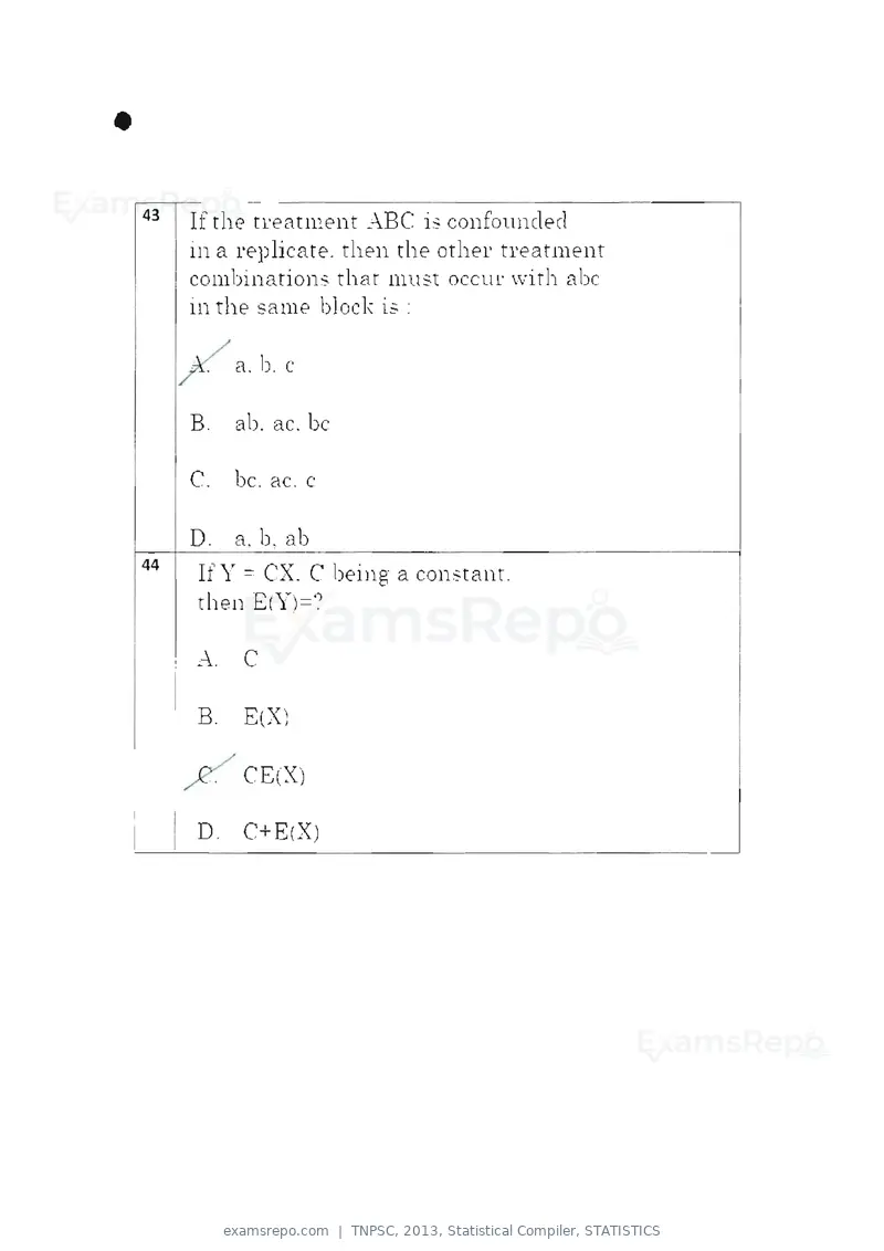TNPSC 2013 question paper, Statistical Compiler, STATISTICS, page 23 of 103