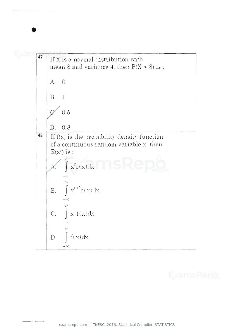 TNPSC 2013 question paper, Statistical Compiler, STATISTICS, page 25 of 103