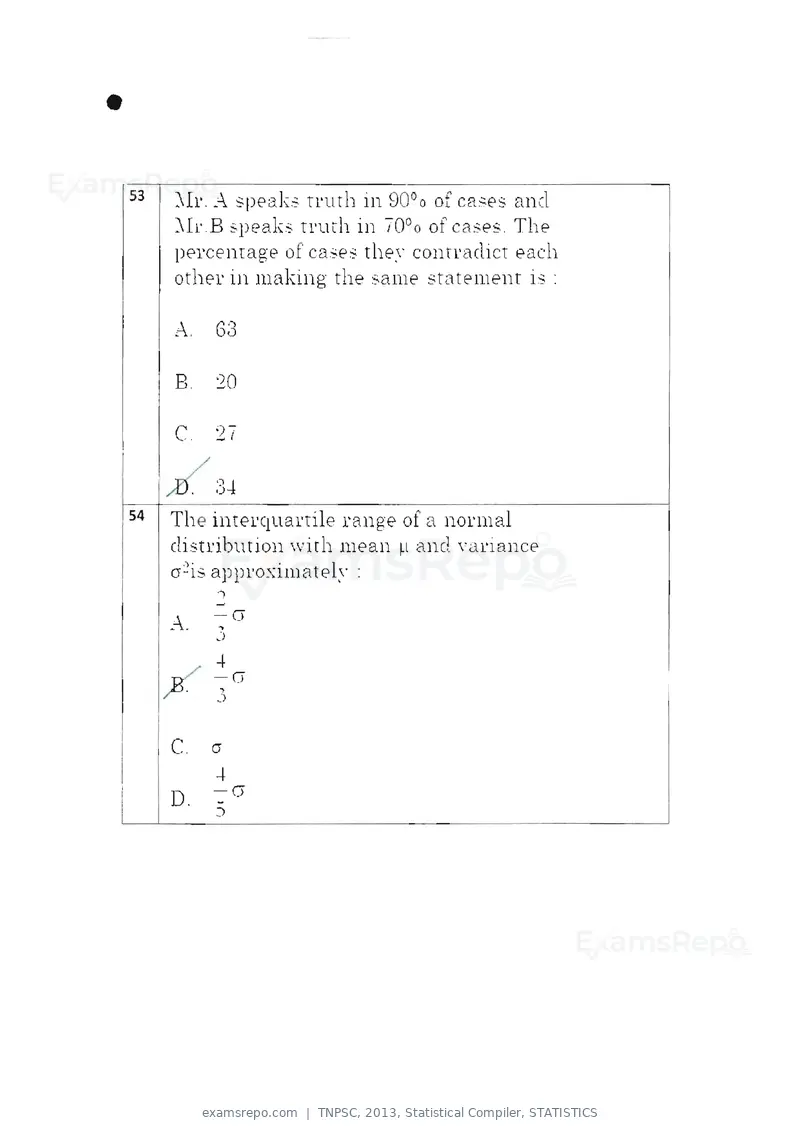TNPSC 2013 question paper, Statistical Compiler, STATISTICS, page 28 of 103