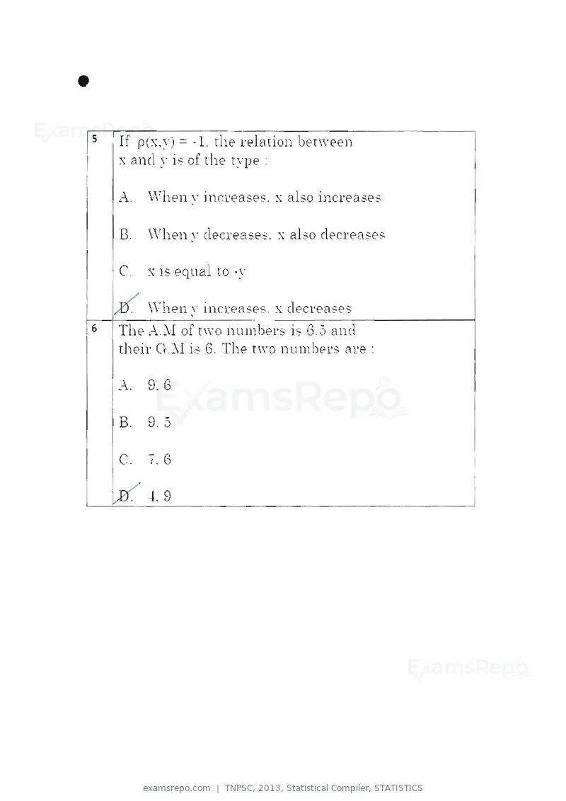 TNPSC 2013 question paper, Statistical Compiler, STATISTICS, page 3 of 103