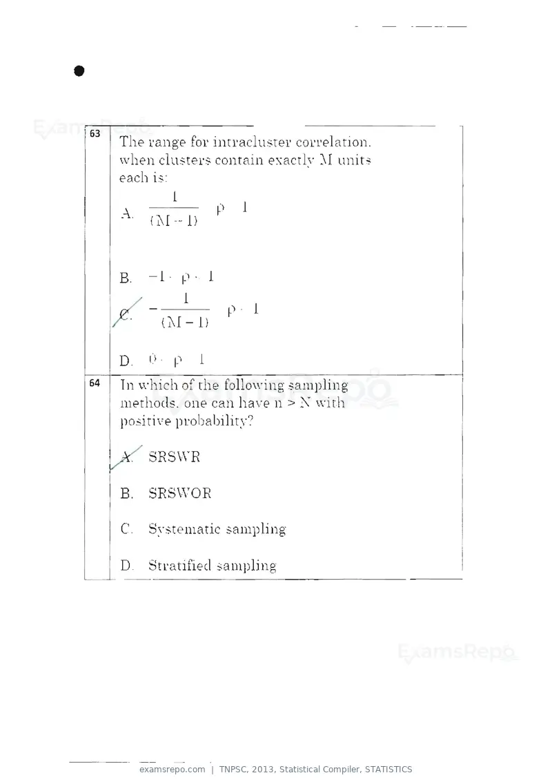 TNPSC 2013 question paper, Statistical Compiler, STATISTICS, page 33 of 103