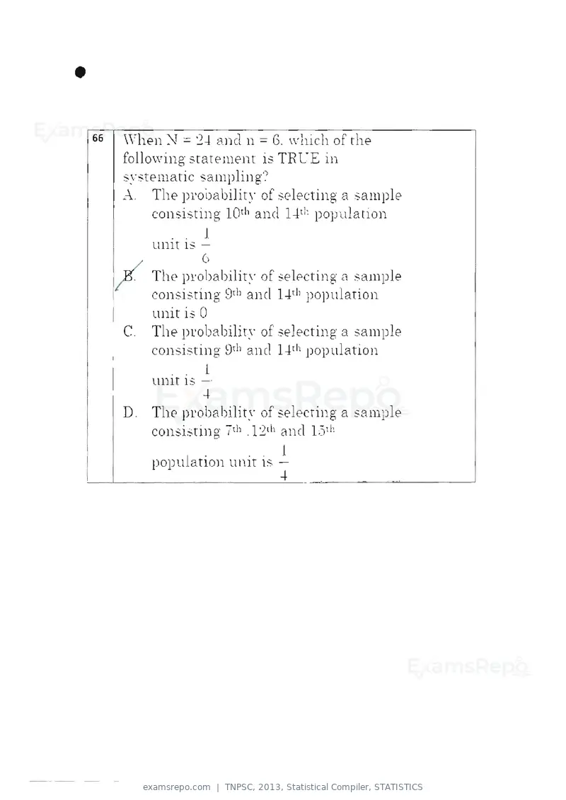 TNPSC 2013 question paper, Statistical Compiler, STATISTICS, page 35 of 103