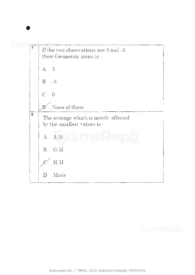 TNPSC 2013 question paper, Statistical Compiler, STATISTICS, page 4 of 103
