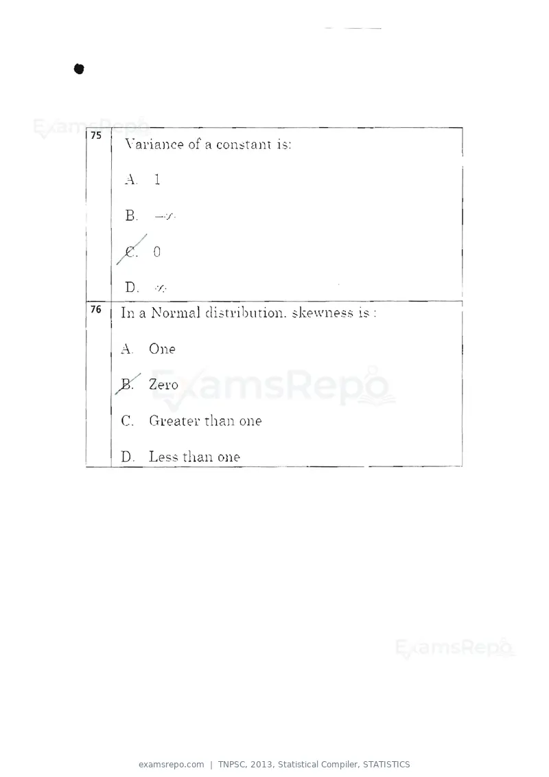 TNPSC 2013 question paper, Statistical Compiler, STATISTICS, page 40 of 103
