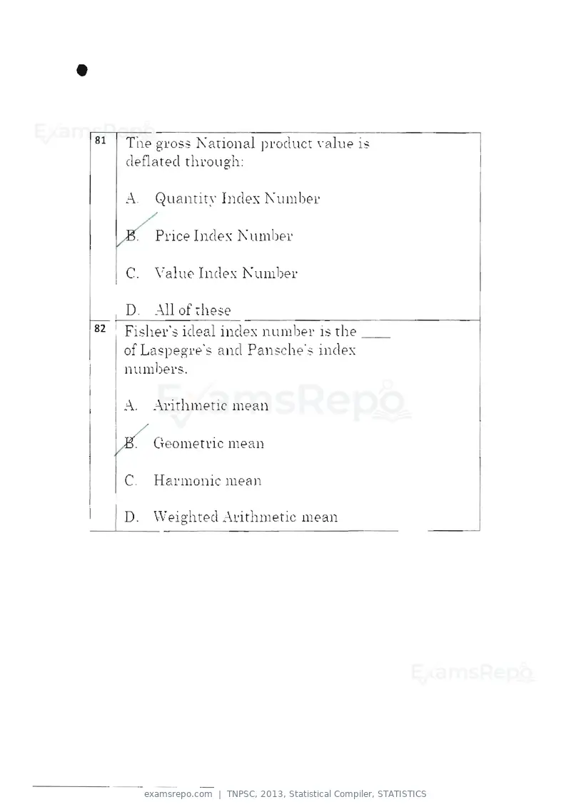 TNPSC 2013 question paper, Statistical Compiler, STATISTICS, page 43 of 103