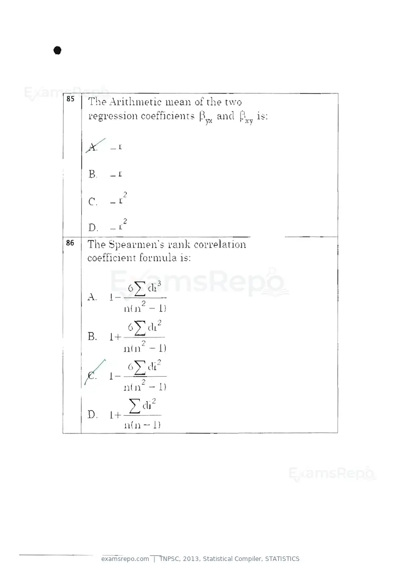 TNPSC 2013 question paper, Statistical Compiler, STATISTICS, page 45 of 103