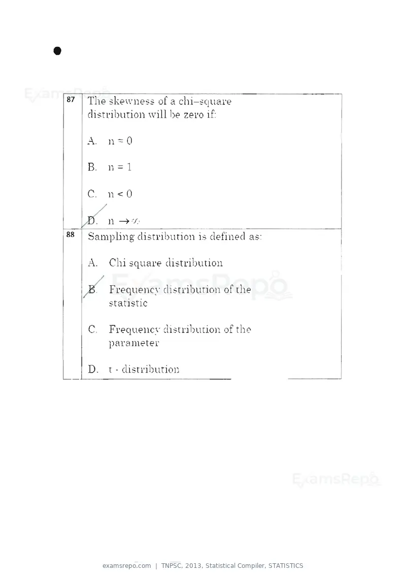 TNPSC 2013 question paper, Statistical Compiler, STATISTICS, page 46 of 103
