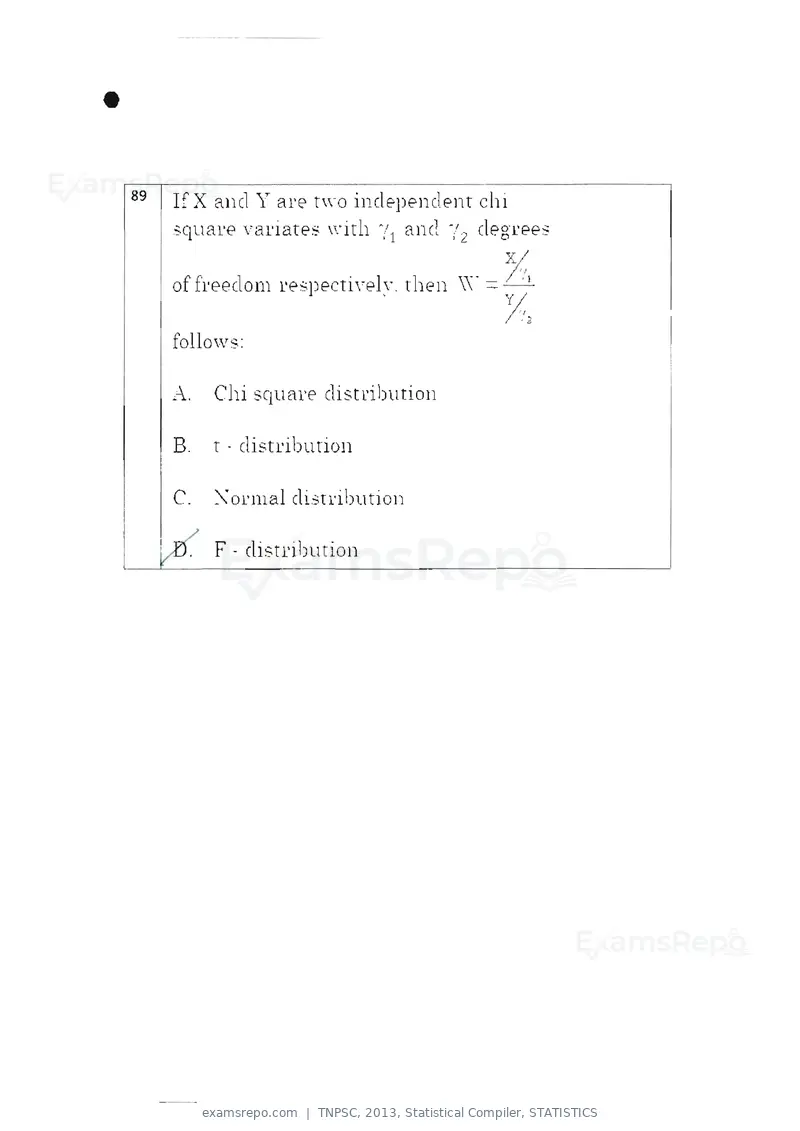 TNPSC 2013 question paper, Statistical Compiler, STATISTICS, page 47 of 103