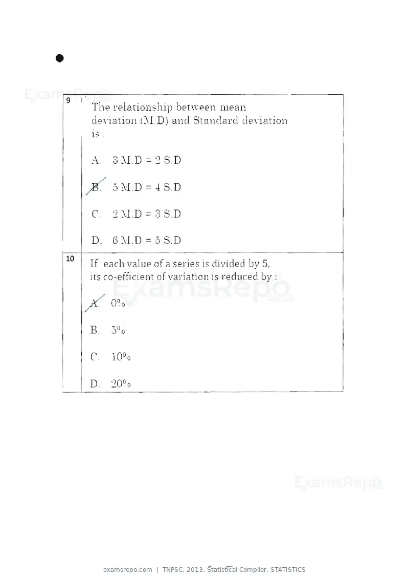 TNPSC 2013 question paper, Statistical Compiler, STATISTICS, page 5 of 103