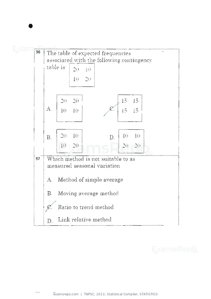 TNPSC 2013 question paper, Statistical Compiler, STATISTICS, page 51 of 103