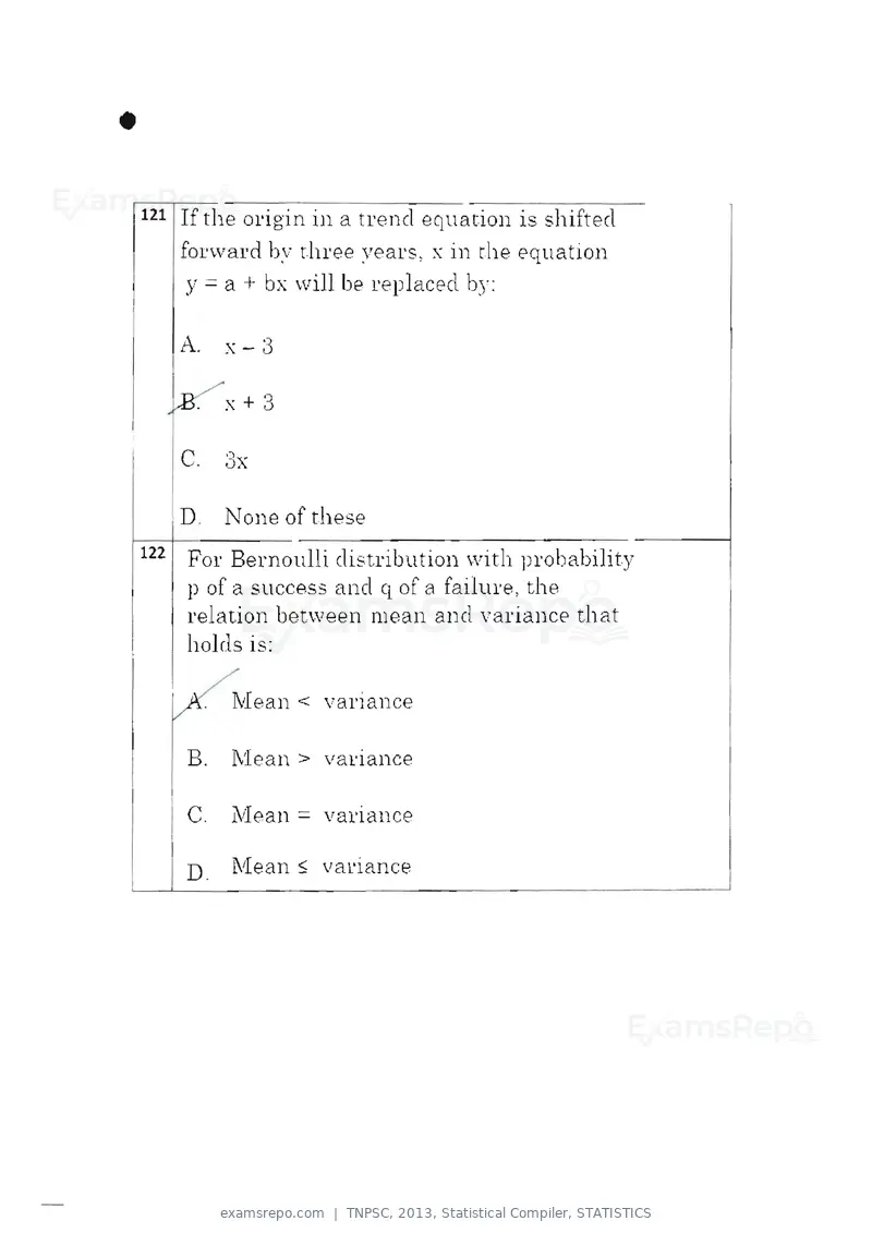 TNPSC 2013 question paper, Statistical Compiler, STATISTICS, page 65 of 103