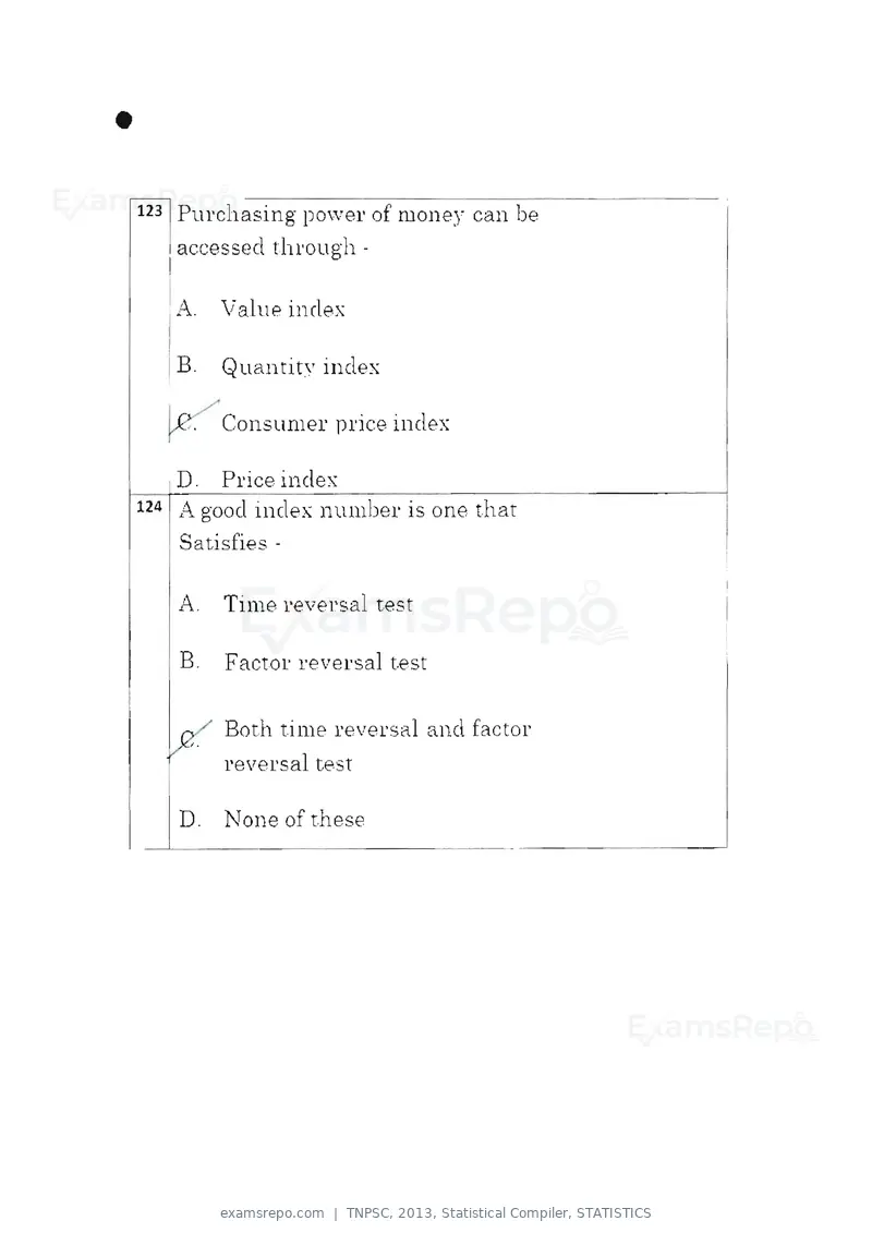 TNPSC 2013 question paper, Statistical Compiler, STATISTICS, page 66 of 103