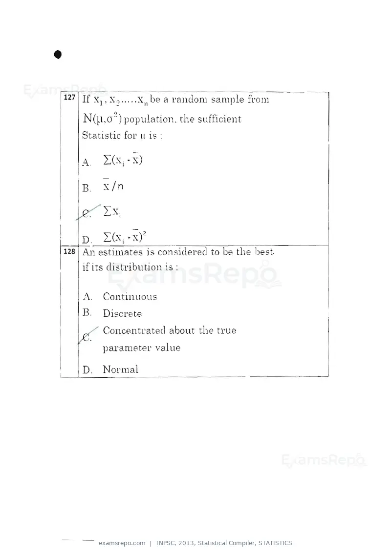 TNPSC 2013 question paper, Statistical Compiler, STATISTICS, page 68 of 103