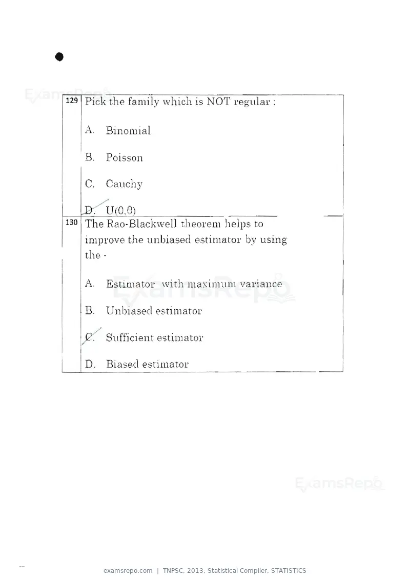 TNPSC 2013 question paper, Statistical Compiler, STATISTICS, page 69 of 103