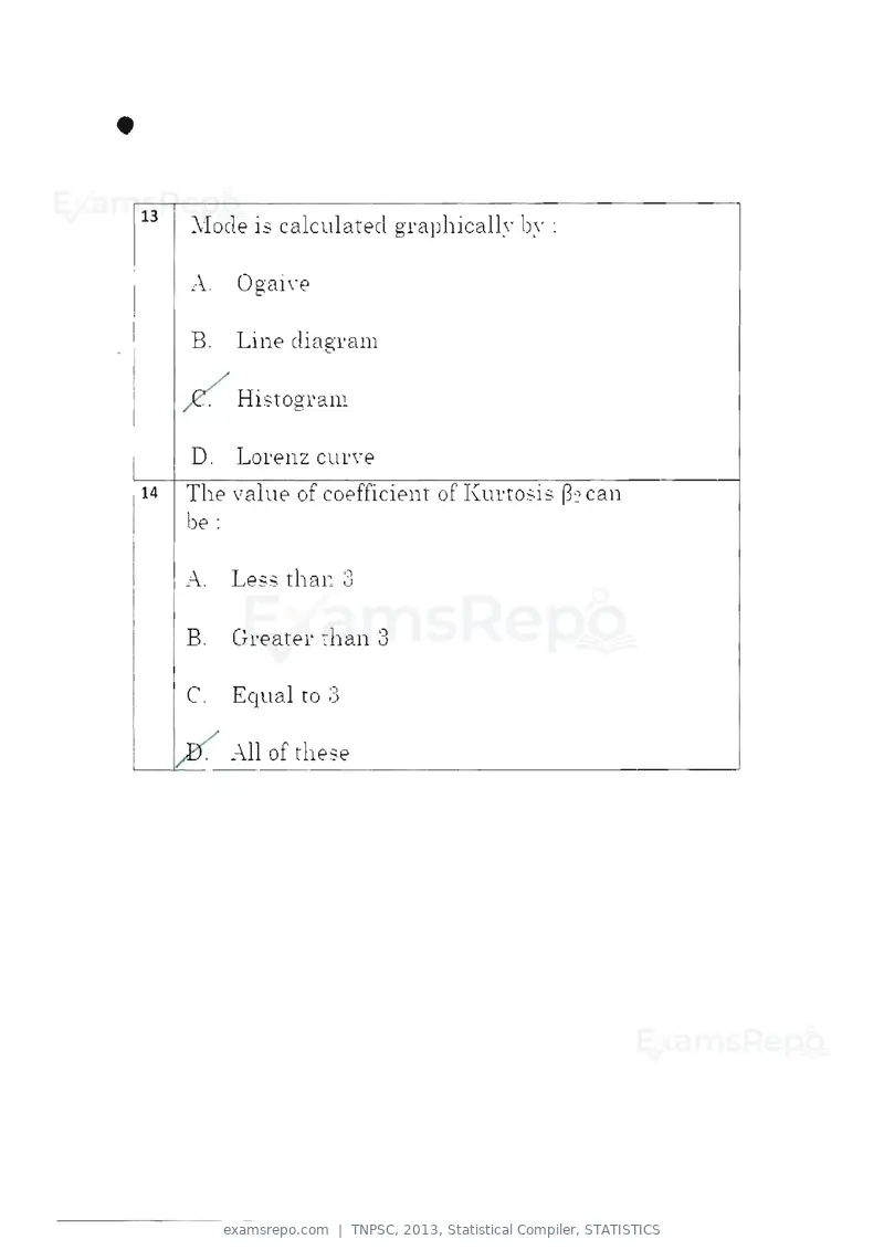 TNPSC 2013 question paper, Statistical Compiler, STATISTICS, page 7 of 103