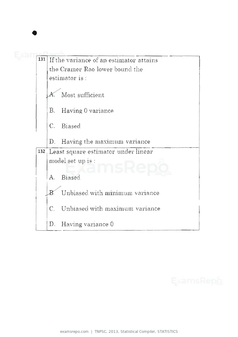 TNPSC 2013 question paper, Statistical Compiler, STATISTICS, page 70 of 103