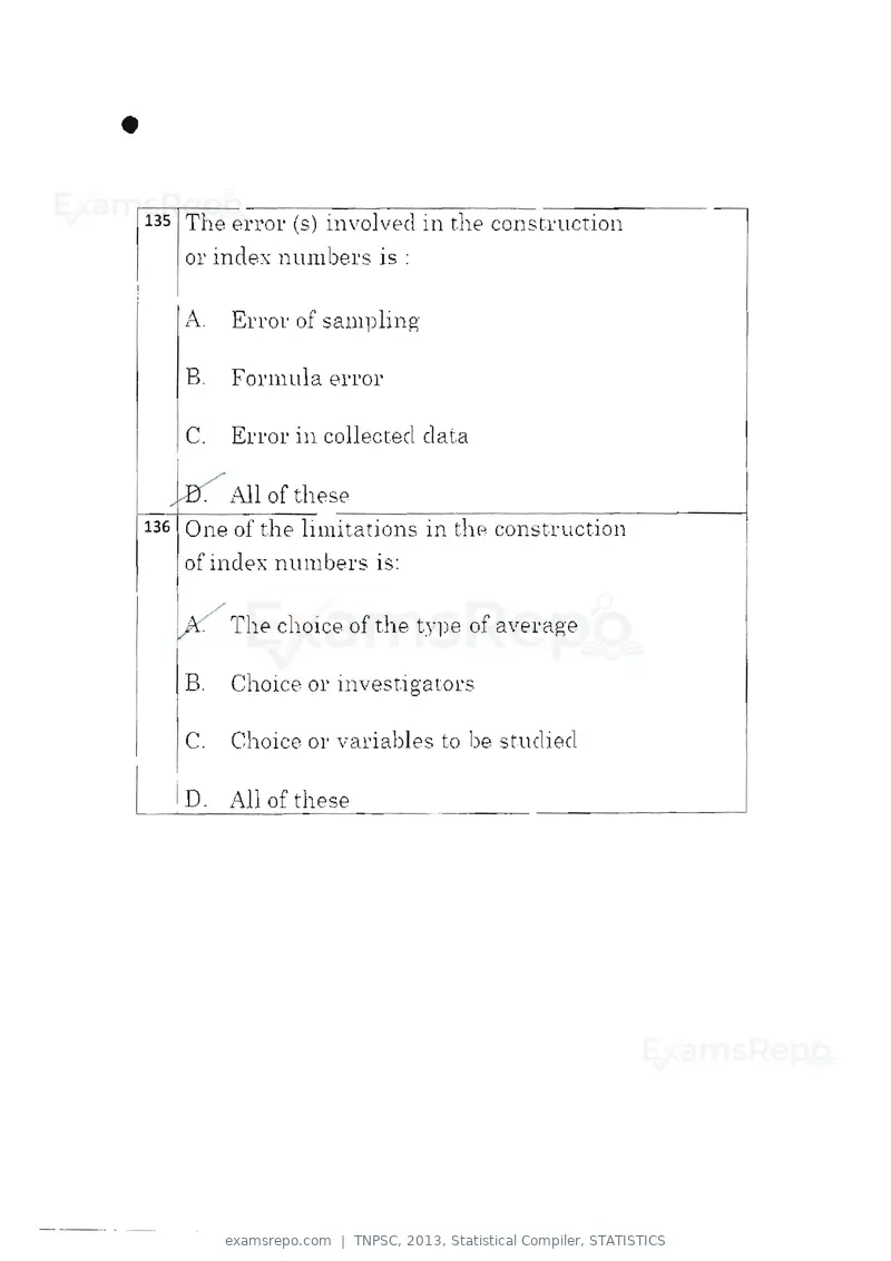 TNPSC 2013 question paper, Statistical Compiler, STATISTICS, page 72 of 103