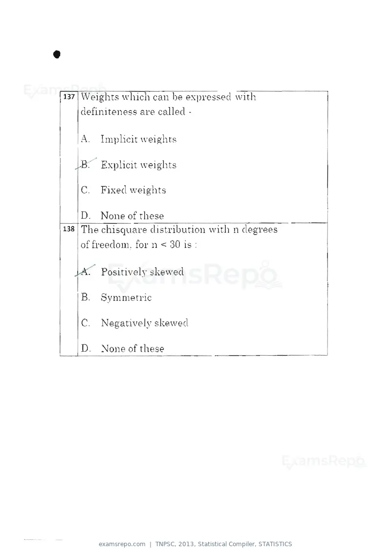 TNPSC 2013 question paper, Statistical Compiler, STATISTICS, page 73 of 103
