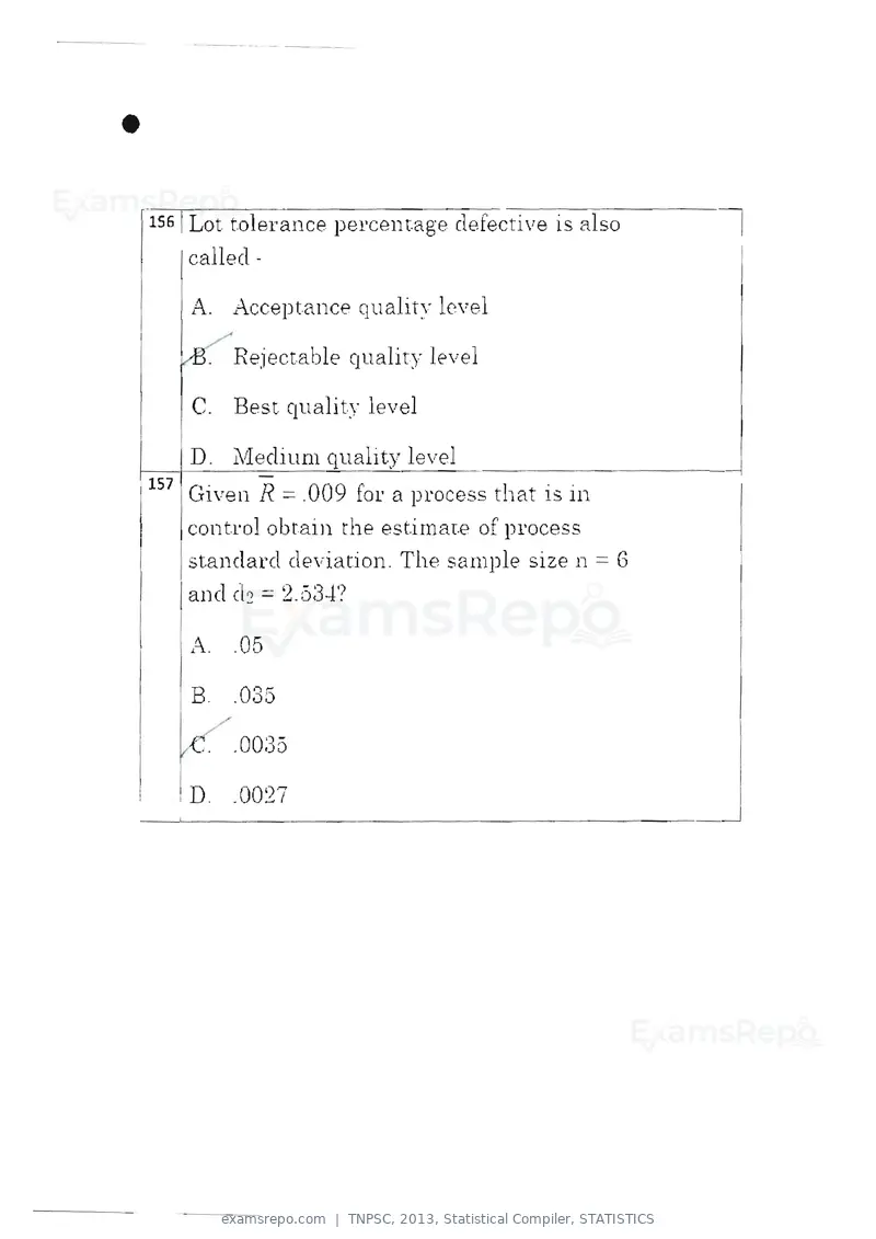 TNPSC 2013 question paper, Statistical Compiler, STATISTICS, page 82 of 103