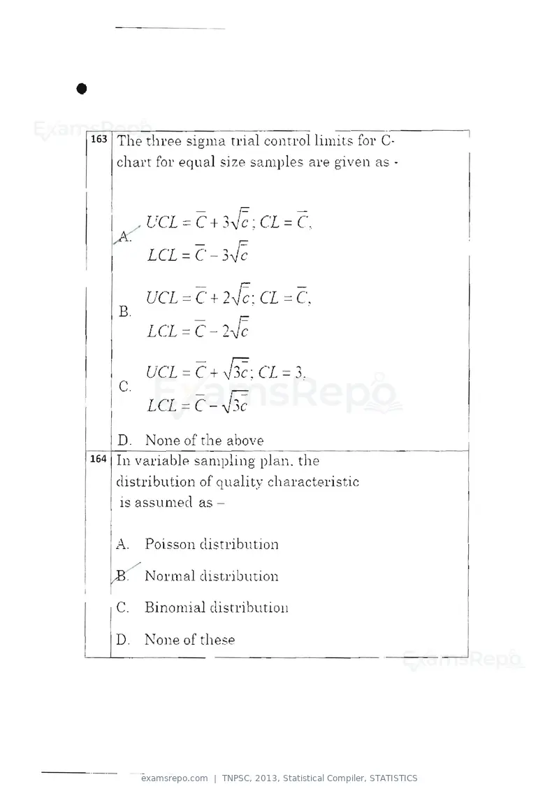 TNPSC 2013 question paper, Statistical Compiler, STATISTICS, page 86 of 103