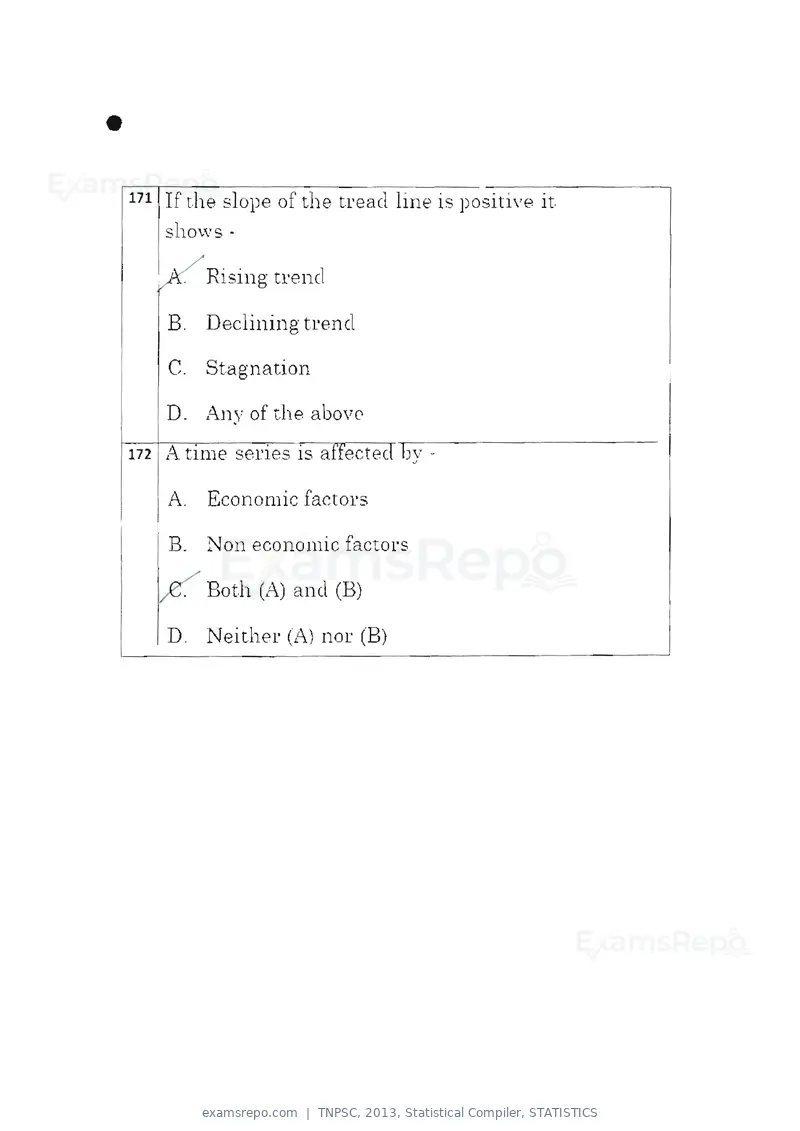 TNPSC 2013 question paper, Statistical Compiler, STATISTICS, page 90 of 103