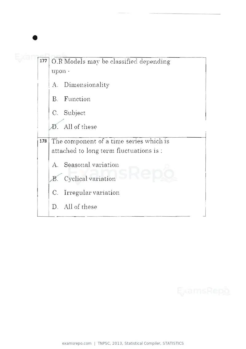 TNPSC 2013 question paper, Statistical Compiler, STATISTICS, page 93 of 103