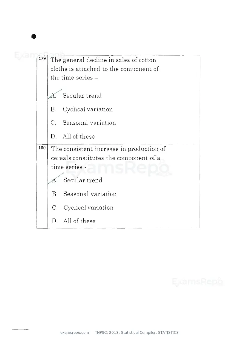 TNPSC 2013 question paper, Statistical Compiler, STATISTICS, page 94 of 103