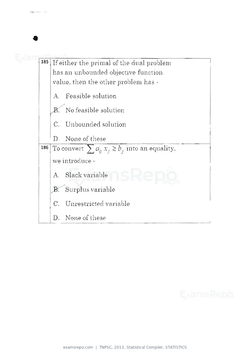 TNPSC 2013 question paper, Statistical Compiler, STATISTICS, page 97 of 103