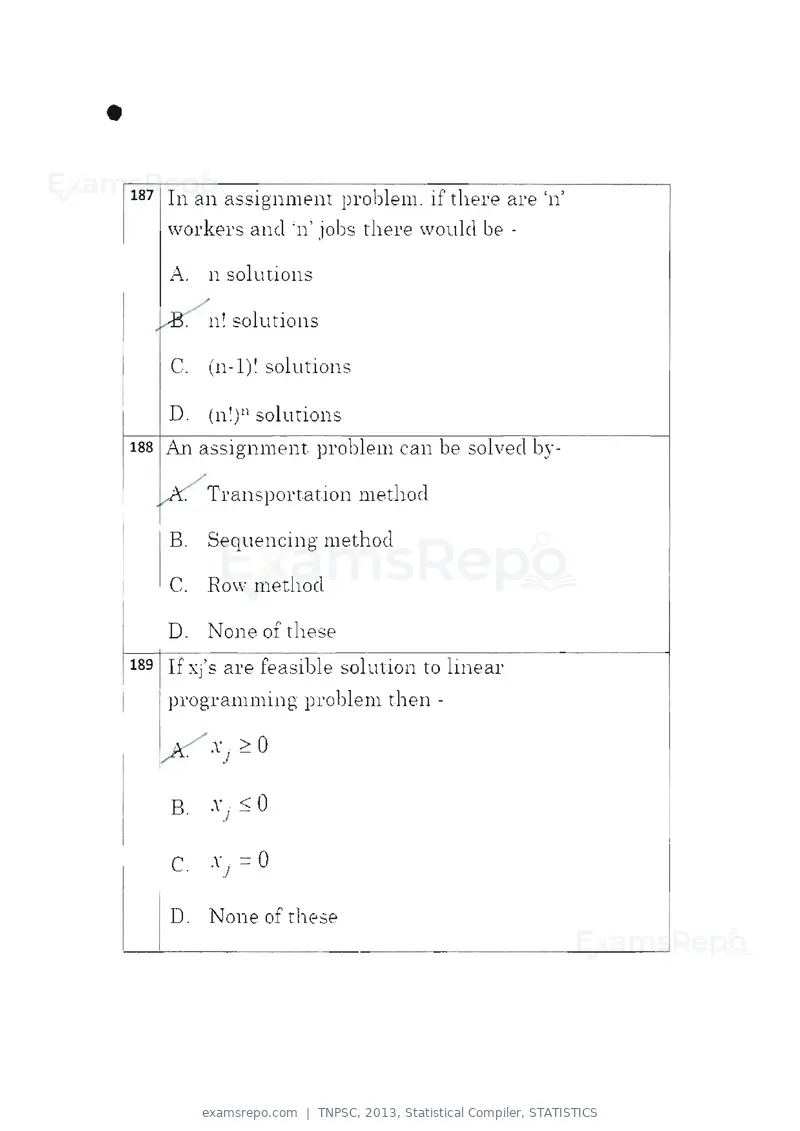 TNPSC 2013 question paper, Statistical Compiler, STATISTICS, page 98 of 103