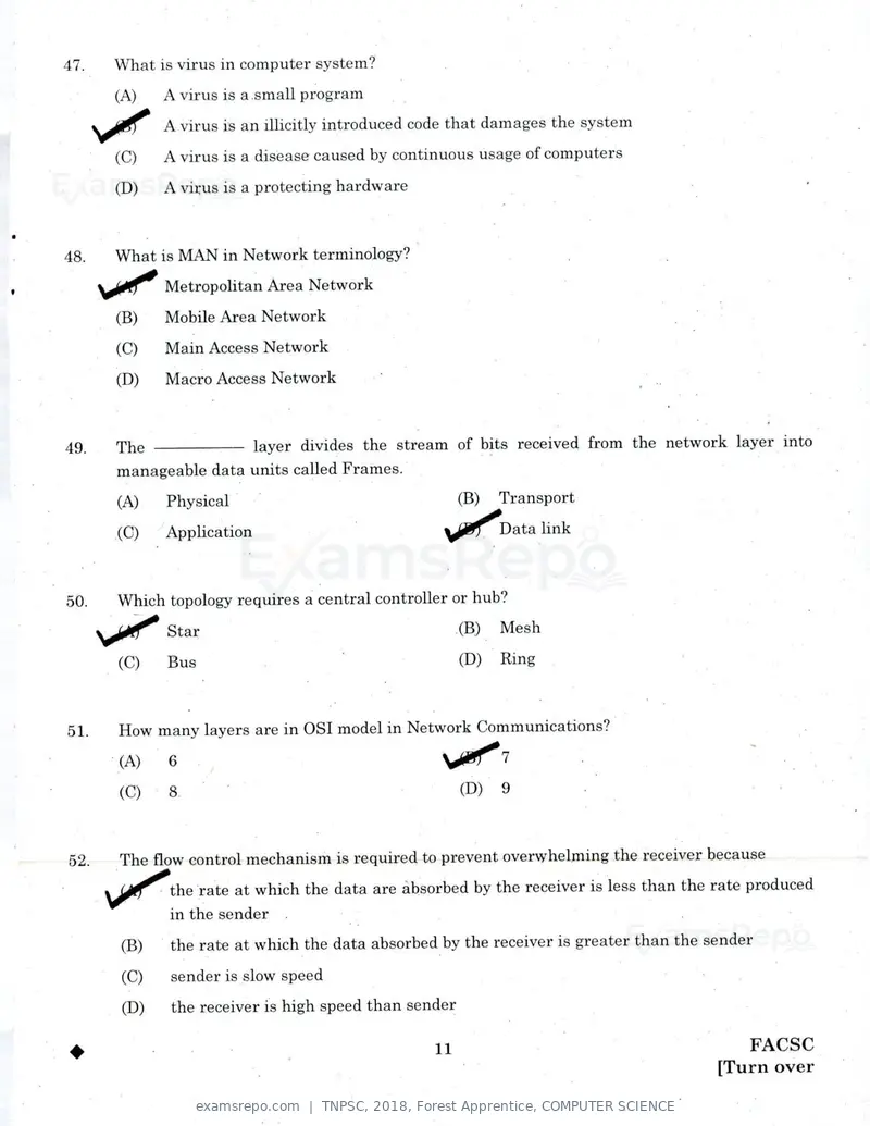 TNPSC 2018 question paper, Forest Apprentice, COMPUTER SCIENCE, page 10 of 36