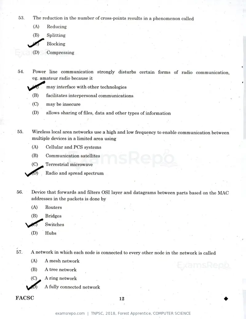 TNPSC 2018 question paper, Forest Apprentice, COMPUTER SCIENCE, page 11 of 36