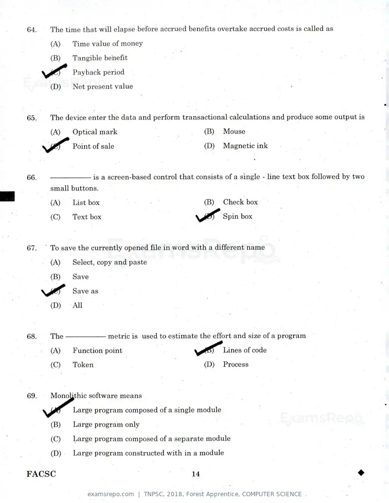 TNPSC 2018 question paper, Forest Apprentice, COMPUTER SCIENCE, page 13 of 36