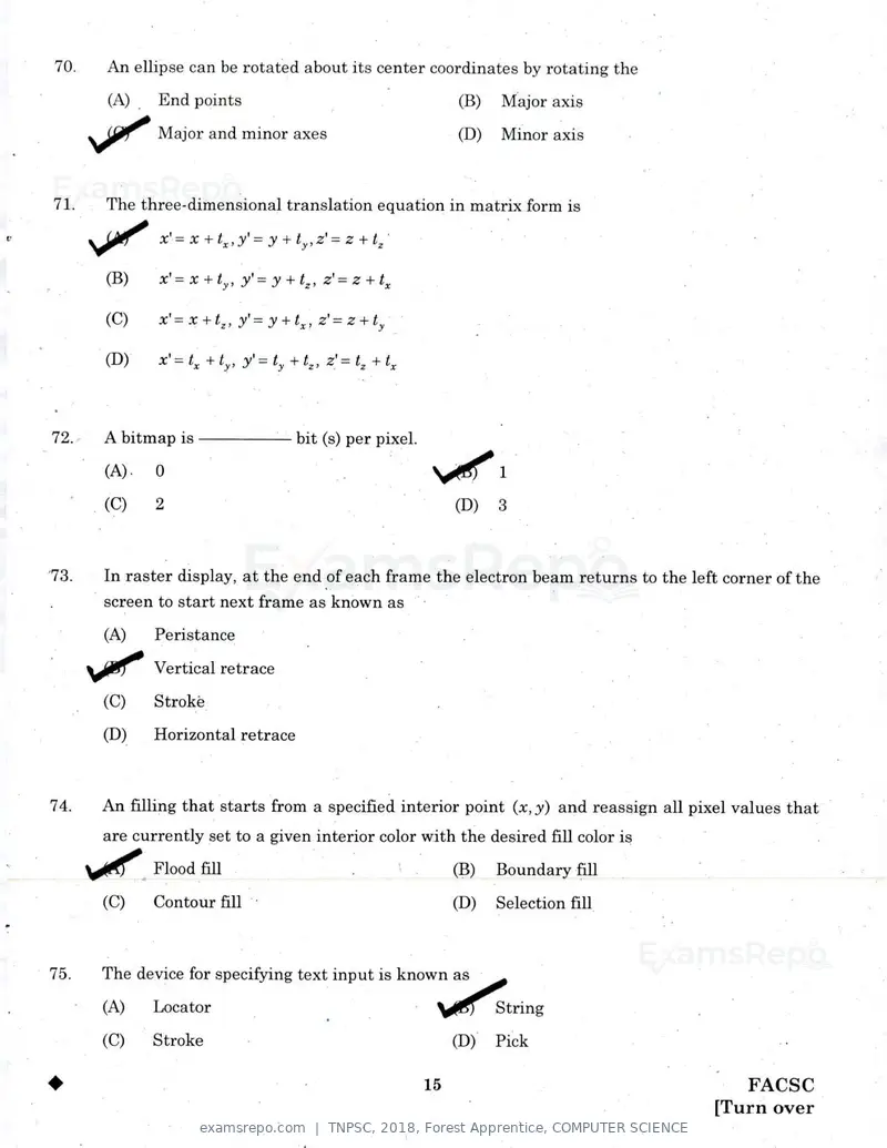 TNPSC 2018 question paper, Forest Apprentice, COMPUTER SCIENCE, page 14 of 36