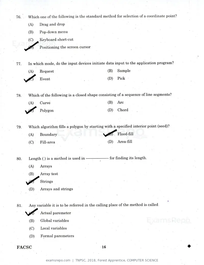 TNPSC 2018 question paper, Forest Apprentice, COMPUTER SCIENCE, page 15 of 36