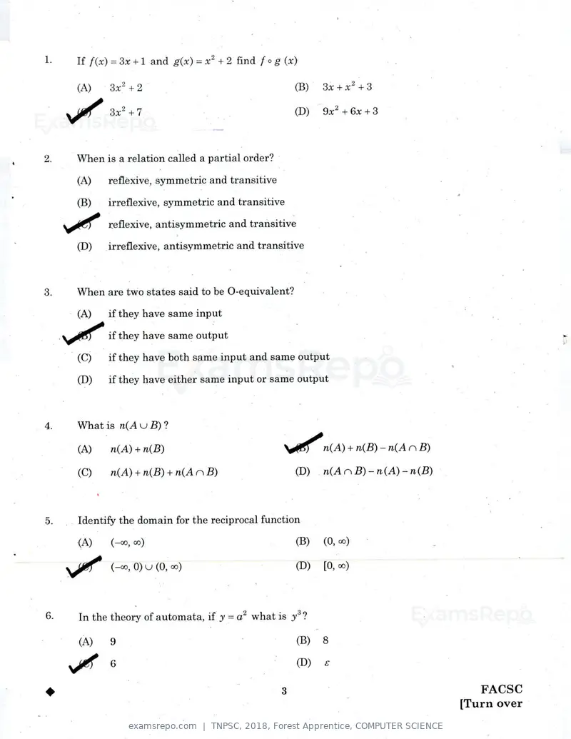 TNPSC 2018 question paper, Forest Apprentice, COMPUTER SCIENCE, page 2 of 36