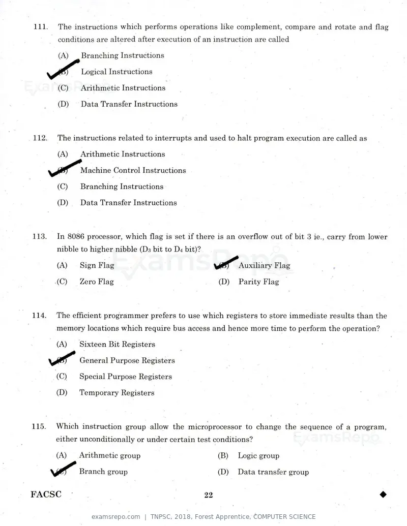 TNPSC 2018 question paper, Forest Apprentice, COMPUTER SCIENCE, page 21 of 36