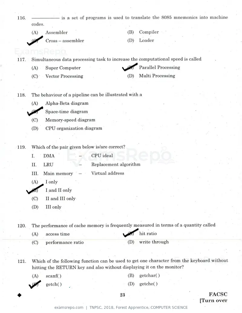 TNPSC 2018 question paper, Forest Apprentice, COMPUTER SCIENCE, page 22 of 36