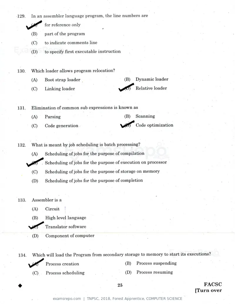 TNPSC 2018 question paper, Forest Apprentice, COMPUTER SCIENCE, page 24 of 36