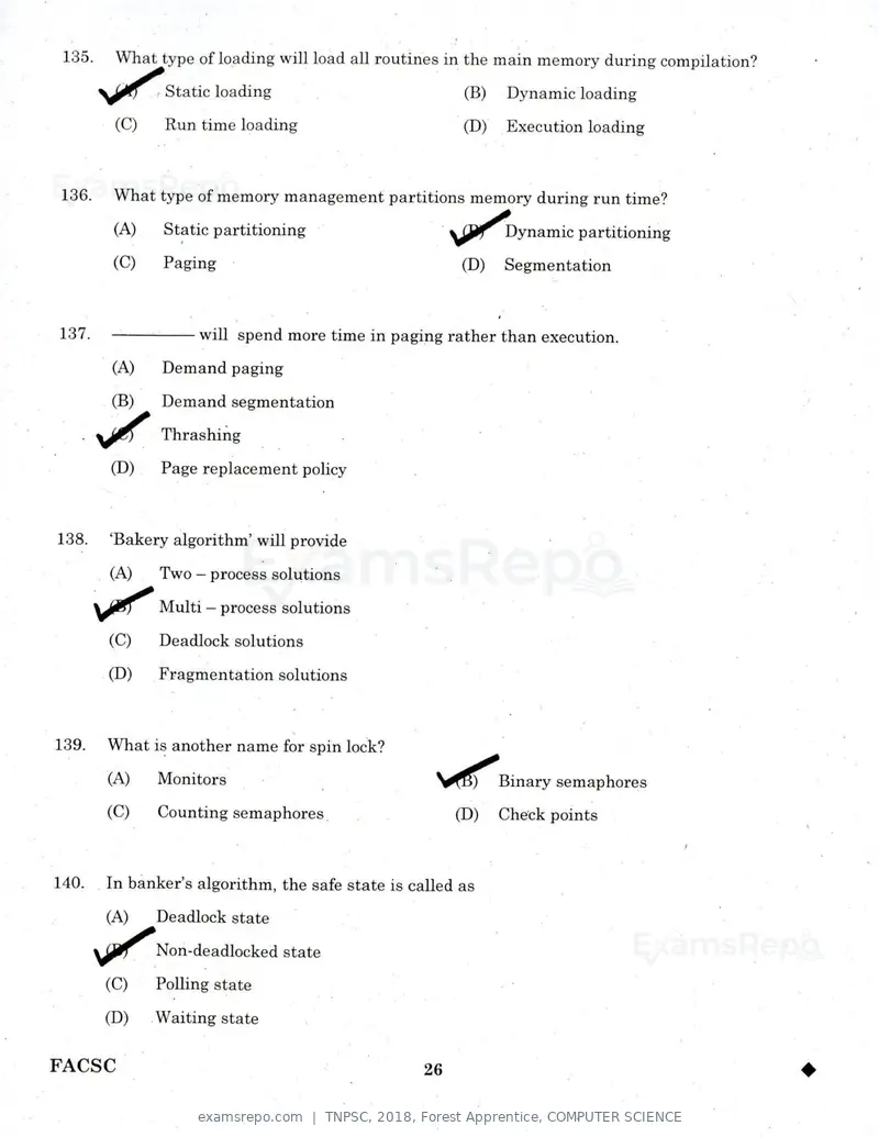 TNPSC 2018 question paper, Forest Apprentice, COMPUTER SCIENCE, page 25 of 36